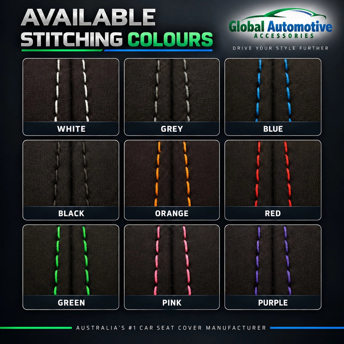 Global Automotive Accessories Stitching Colour options for neoprene