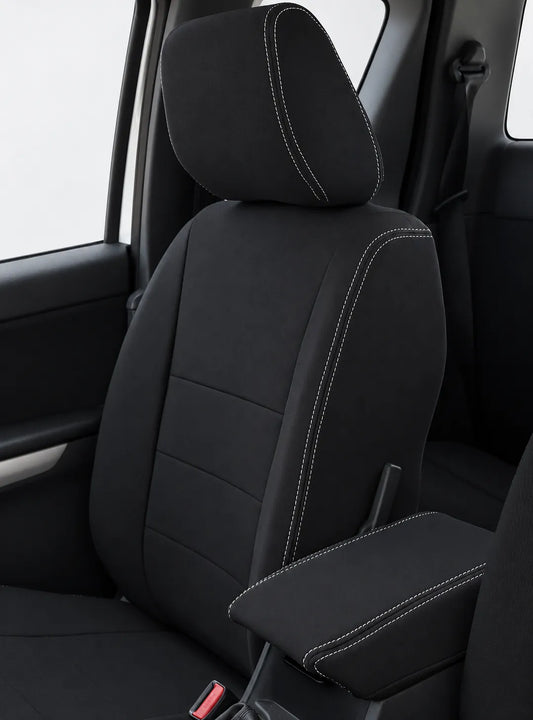Ford Everest neoprene car seat cover front view of drivers seat