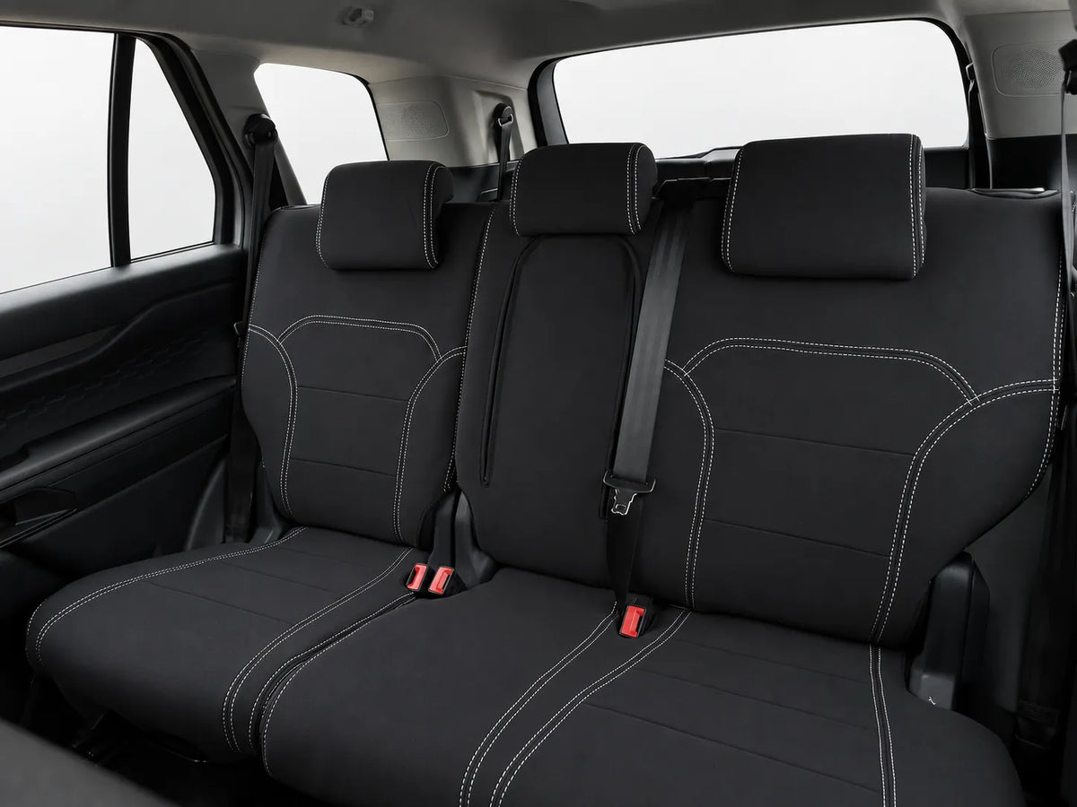 Ford Everest Next Gen Platinum second row neoprene car seat covers view of backrest and cushion section