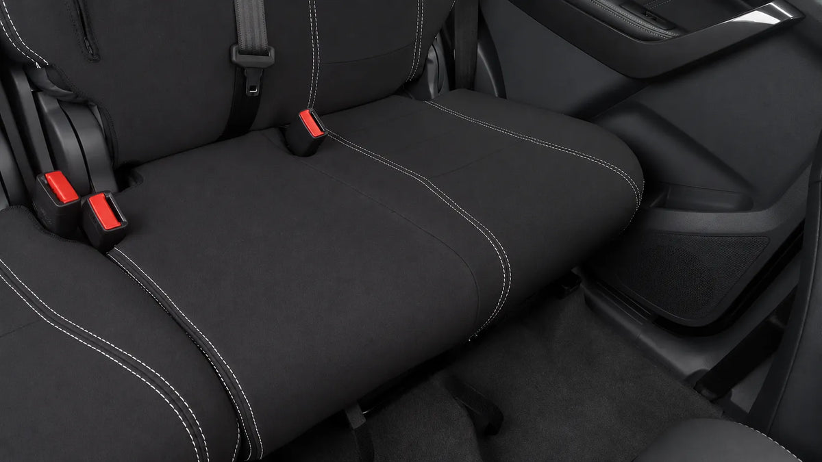 Ford Everest Next Gen Platinum second row neoprene car seat covers front view of cushion section