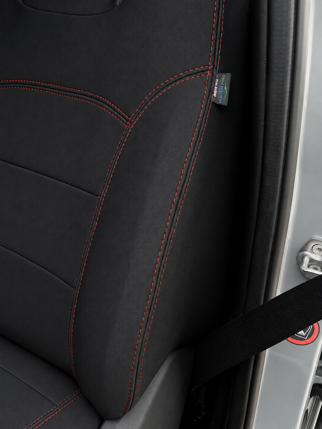 Ford Next Gen Ranger Raptor neoprene seat cover with airbag-compatible tag stitched into the side seam