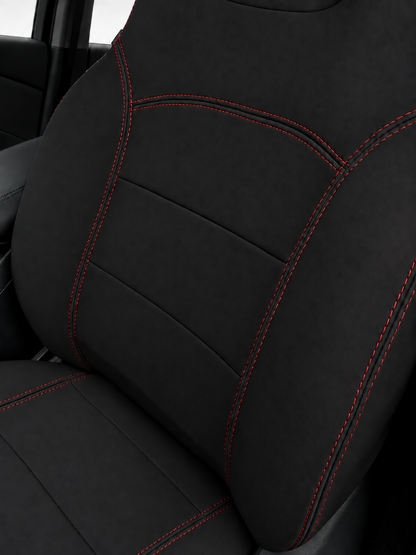 Ford Next-Gen Everest neoprene car seat covers front zoomed in view of passenger backrest section