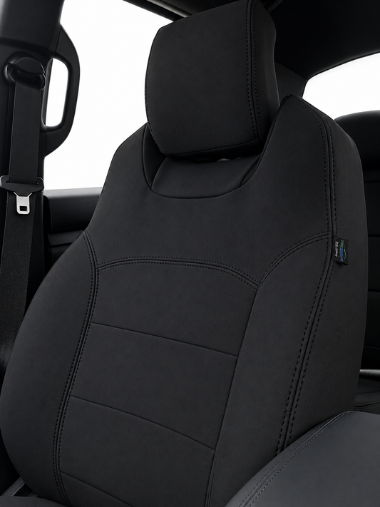 Ford Next Gen Ranger Raptor neoprene car seat cover front view of drivers backrest section