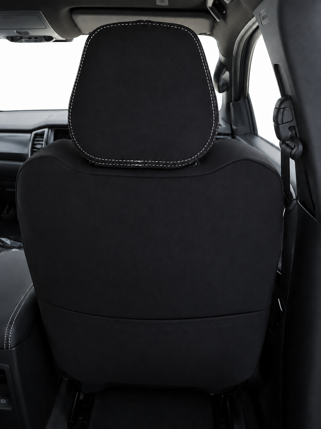 Ford Next Gen Ranger Raptor neoprene car seat cover rear view of drivers backrest section