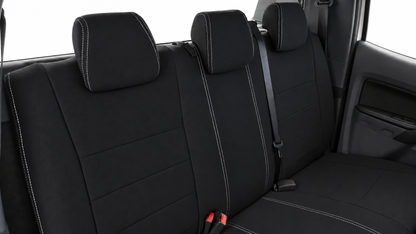 Ford Next Gen Ranger Raptor neoprene car seat cover front view of rear seats 