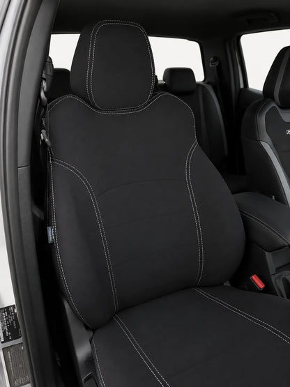 Ford ranger raptor neoprene car seat cover view of front seat