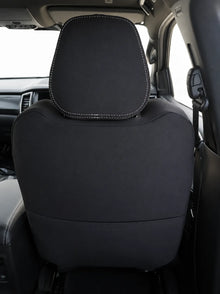 Ford ranger raptor neoprene car seat cover rear view of front seat