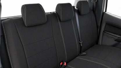 Ford ranger raptor neoprene car seat cover view of second row