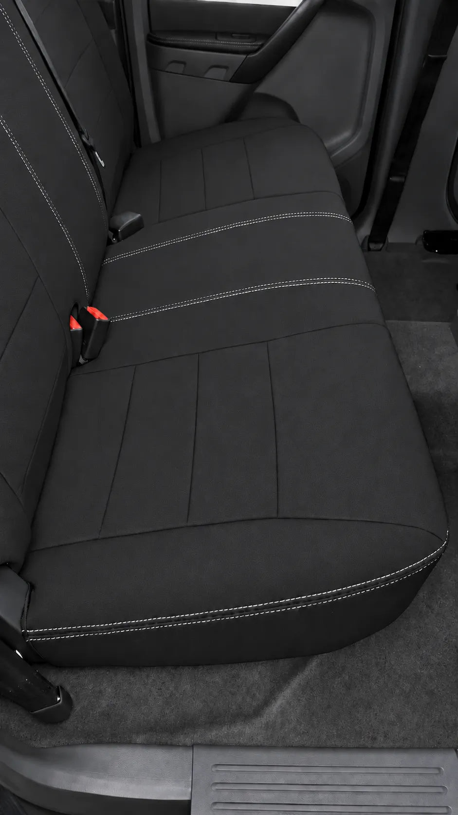 Ford ranger raptor neoprene car seat cover view of second row cushion section