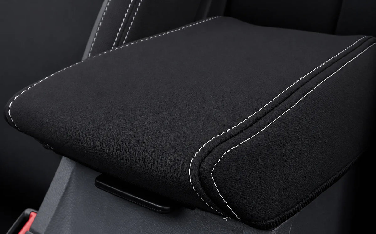 Ford ranger raptor neoprene car seat cover front view of center console