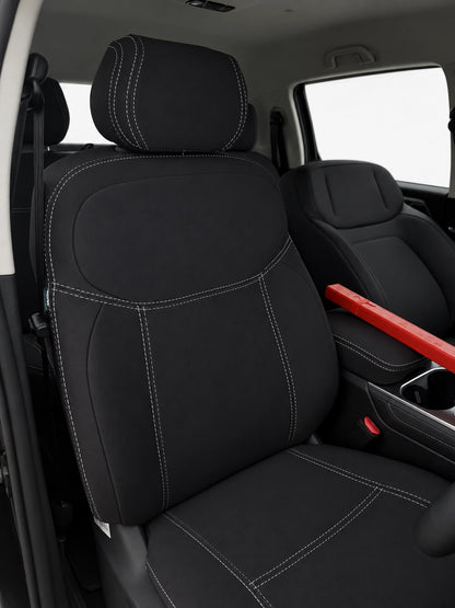 Jac T9 neoprene car seat covers view of drivers seat