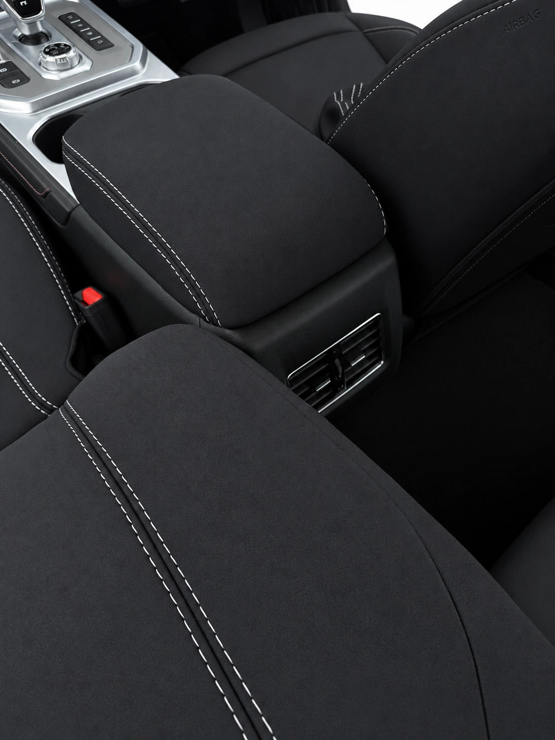 Jac T9 neoprene car seat covers view of center console