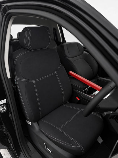 Jac T9 neoprene car seat covers view of drivers seat