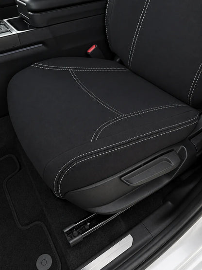 Kia Tasman X-Line neoprene car seat covers view of front cushion section