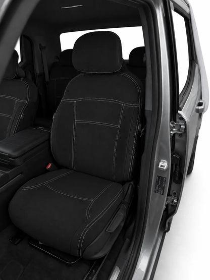 Kia Tasman X Pro neoprene car seat covers view of front seats