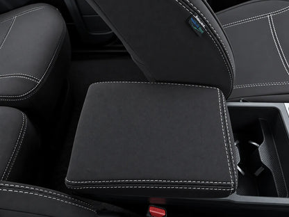 Kia Tasman X Pro neoprene car seat covers view of center console