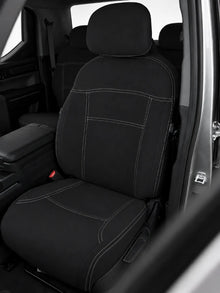 Kia Tasman X Pro neoprene car seat covers view of front seat