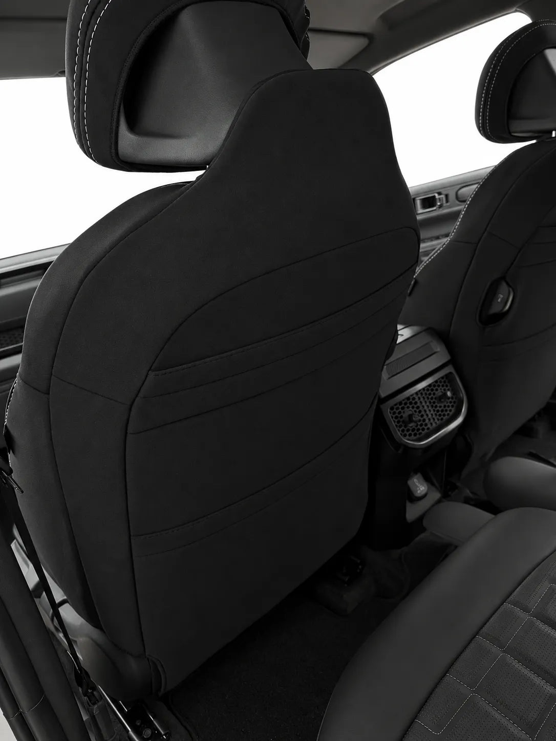 Kia Tasman X Pro neoprene car seat covers rear view of front seat
