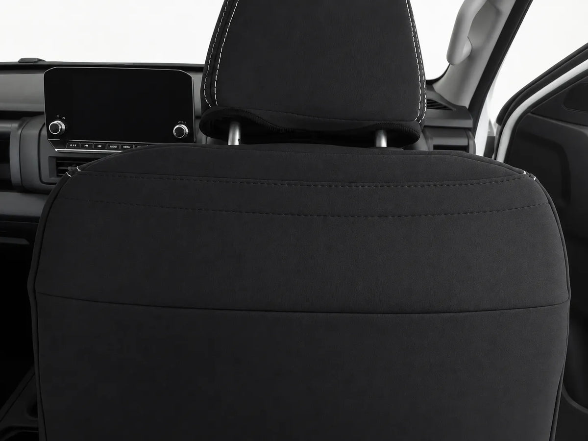 Mitsubishi MV Triton neoprene car seat cover rear view of front seat