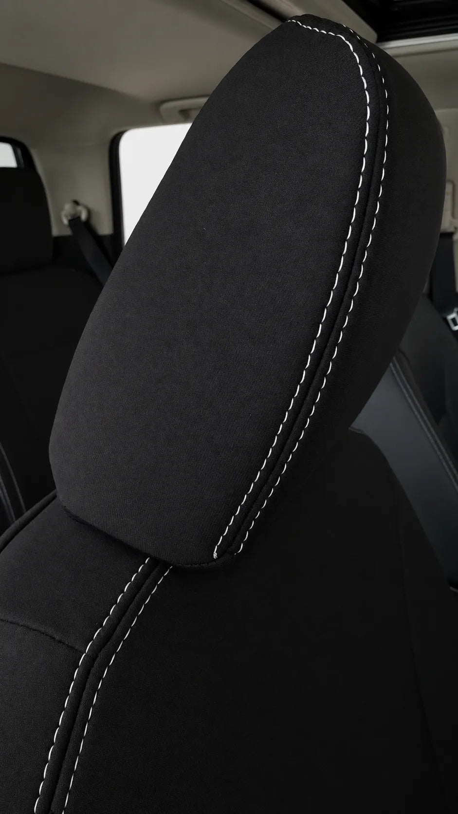 Nissan Navara NP300/D23 series 3&4 neoprene car seat covers view of drivers headrest