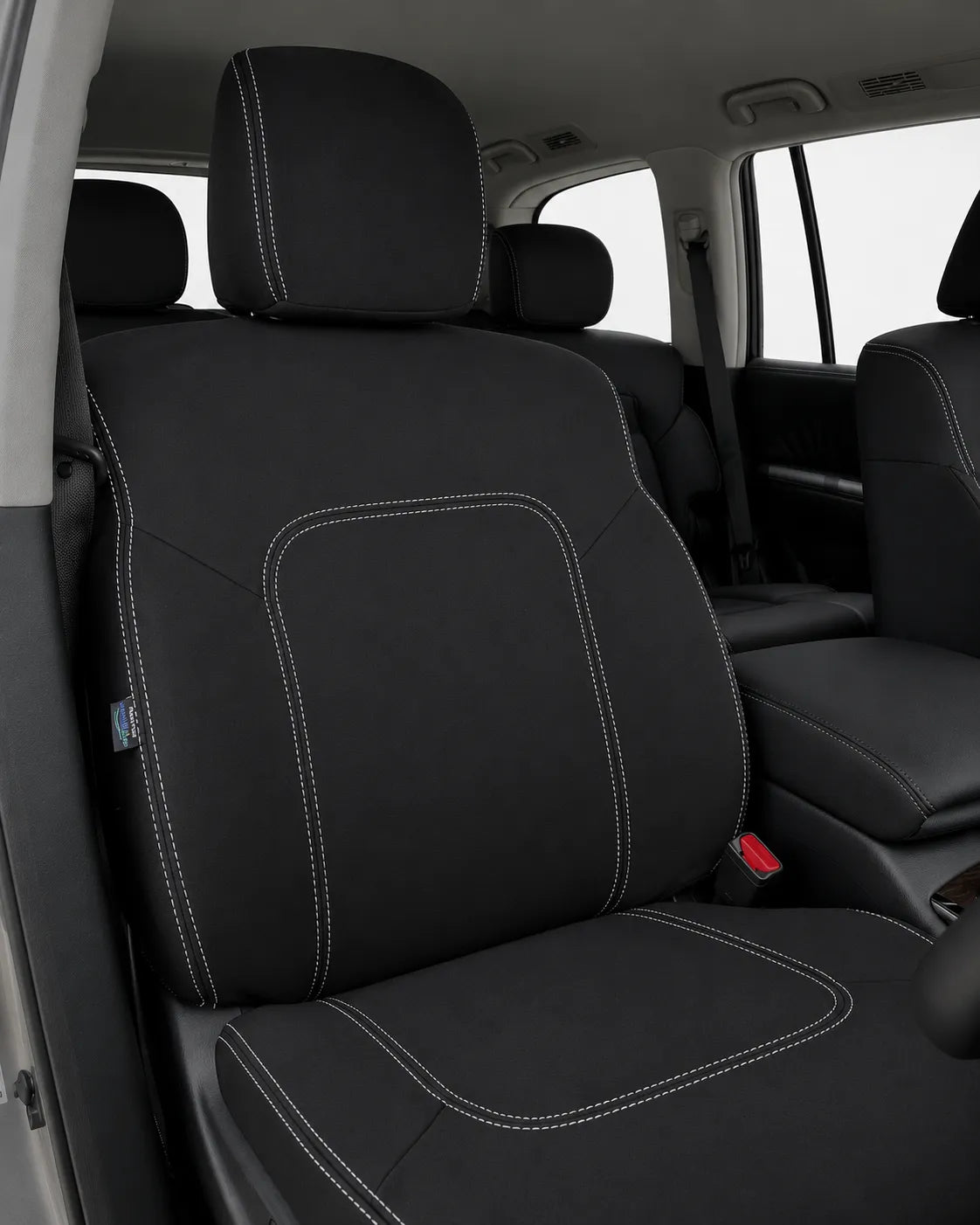 Nissan Patrol Y62 STL/TI Warrior neoprene car seat covers view of front seat