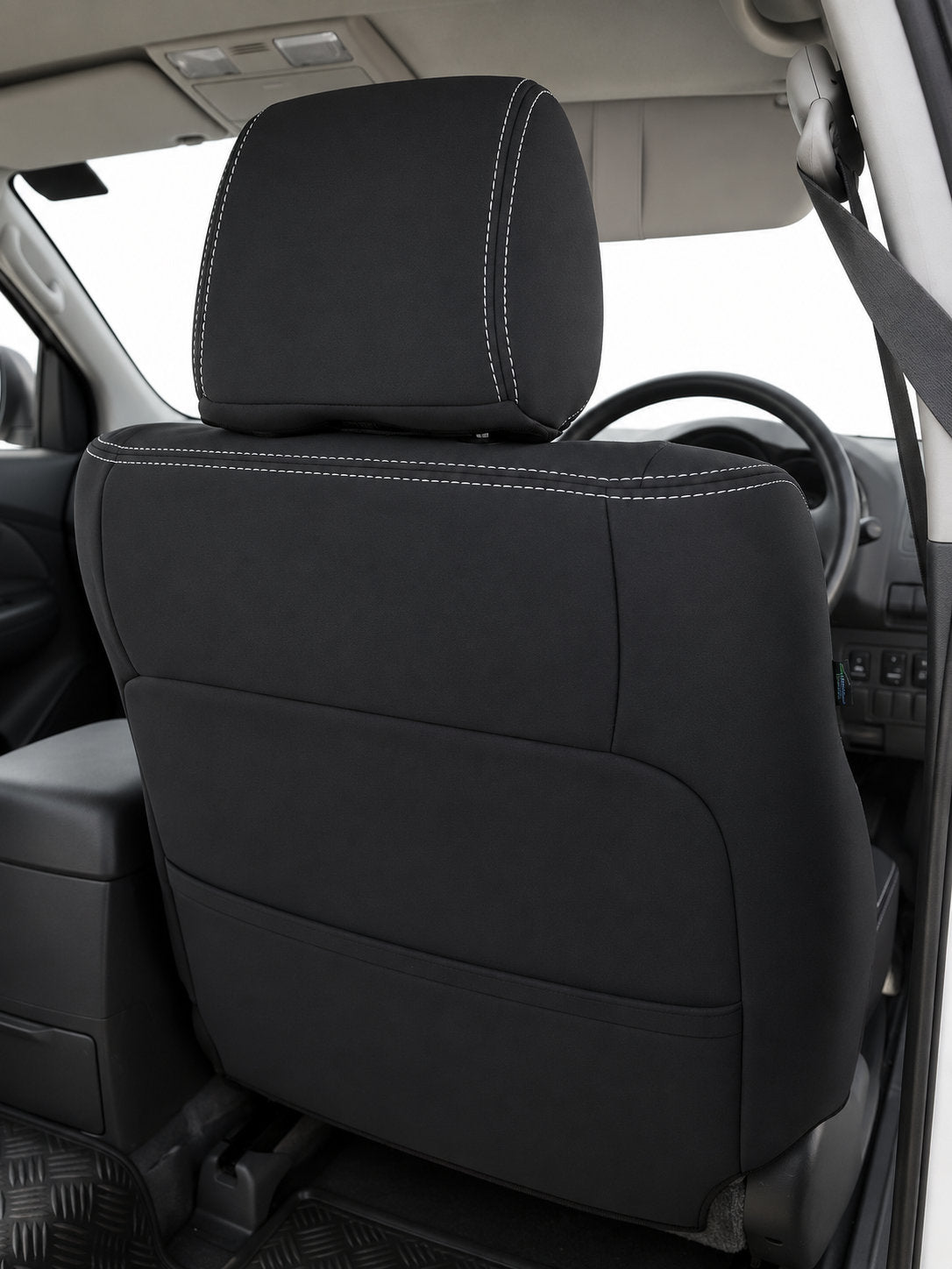Toyota Hilux N70 without airbags neoprene car seat covers rear view of front seat