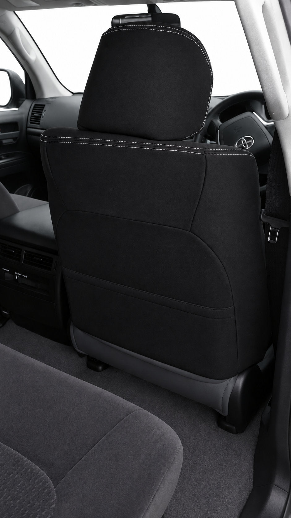 Toyota Landcruiser 200 Series GX GXL neoprene car seat covers rear view of front seat
