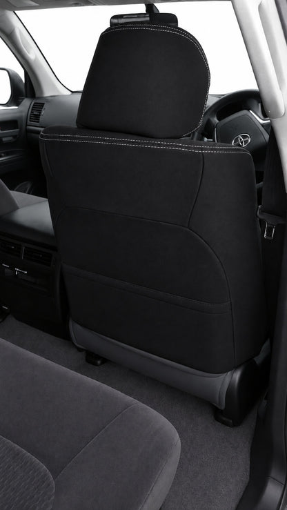 Toyota Landcruiser 200 Series GX GXL neoprene car seat covers rear view of front seat