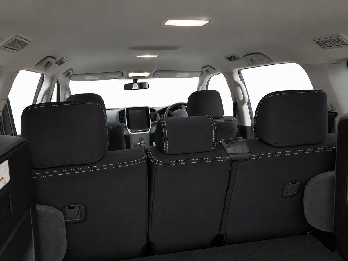 Toyota Landcruiser 200 Series GX GXL neoprene car seat covers rear view of second row 