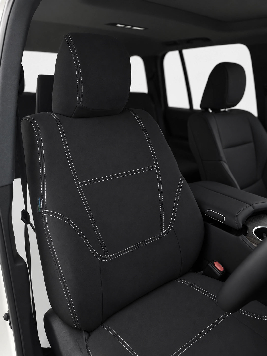 Toyota Landcruiser 300 series GXL series 2 neoprene car seat covers view of front seat