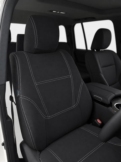 Toyota Landcruiser 300 series GXL series 2 neoprene car seat covers view of front seat