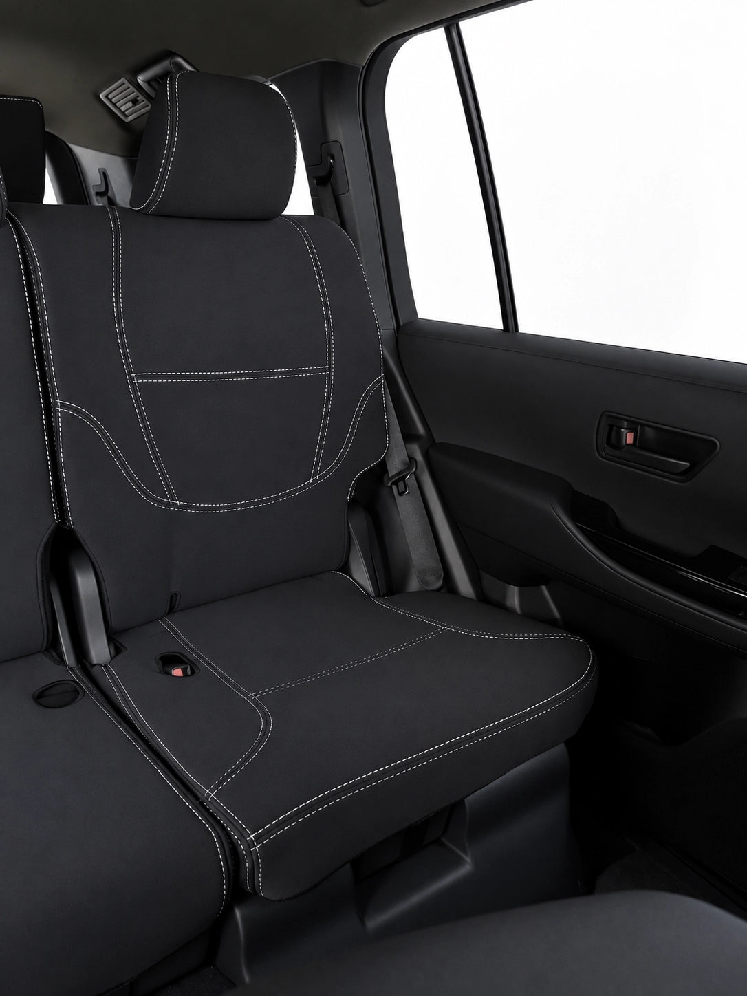 Toyota Landcruiser 300 series GXL Series 2 neoprene car seat covers view of second row passenger side
