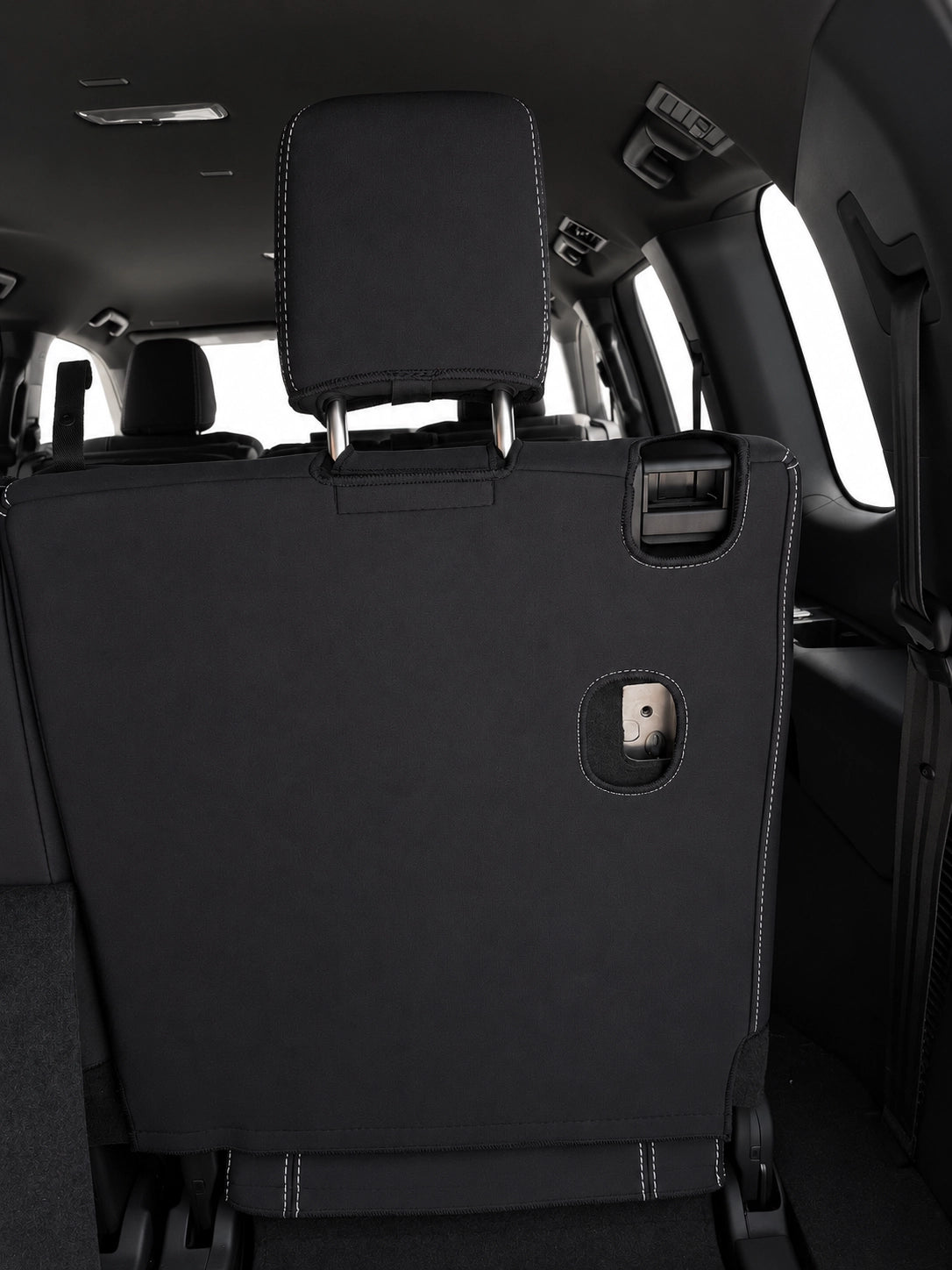 Toyota Landcruiser 300 series GXL Series 2 neoprene car seat covers view of third row back of the seat.