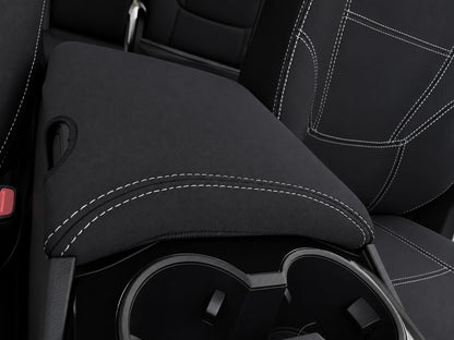 Toyota Landcruiser 300 series GXL Series 2 neoprene car seat covers front view of centre console cover