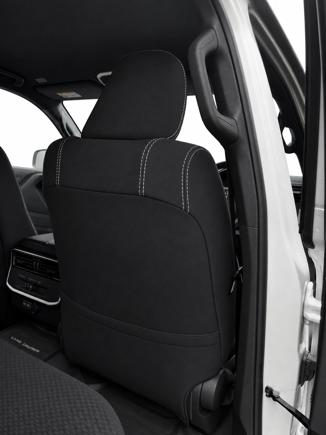 Toyota Landcruiser 300 series GXL Series 2 neoprene car seat covers rear view of front seat