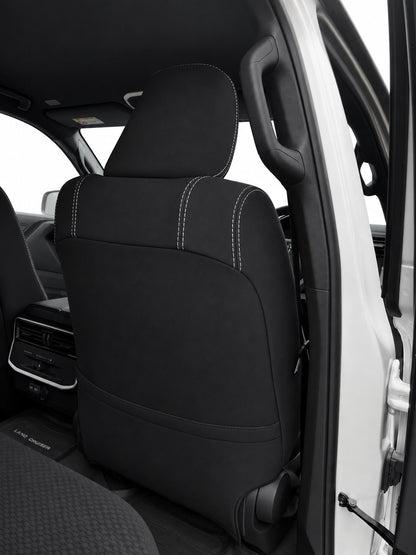 Toyota Landcruiser 300 series GXL Series 2 neoprene car seat covers rear view of front seat