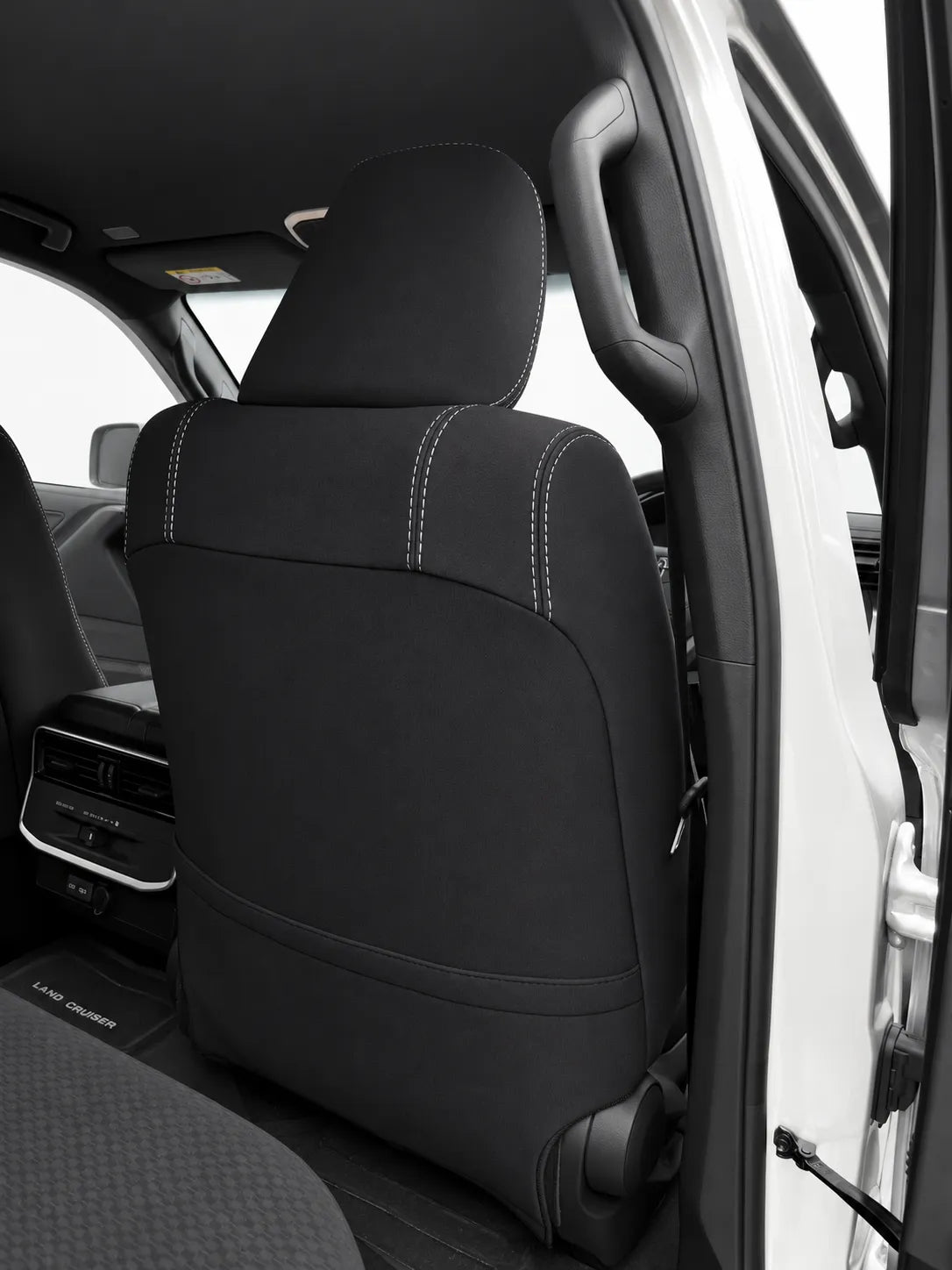 Toyota Landcruiser Prado 250 series neoprene car seat covers view of front seat