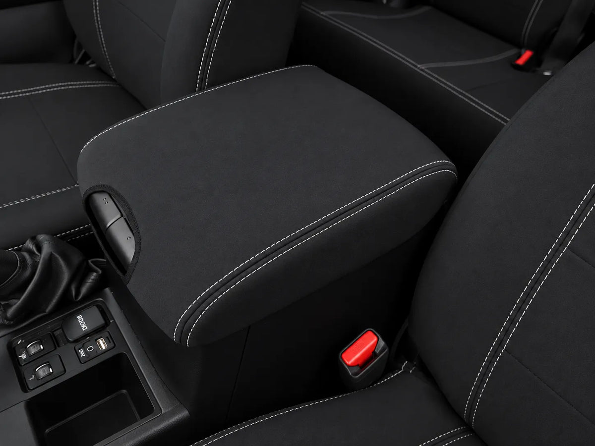 Toyota Landcruiser Prado 150 neoprene car seat cover view of center console